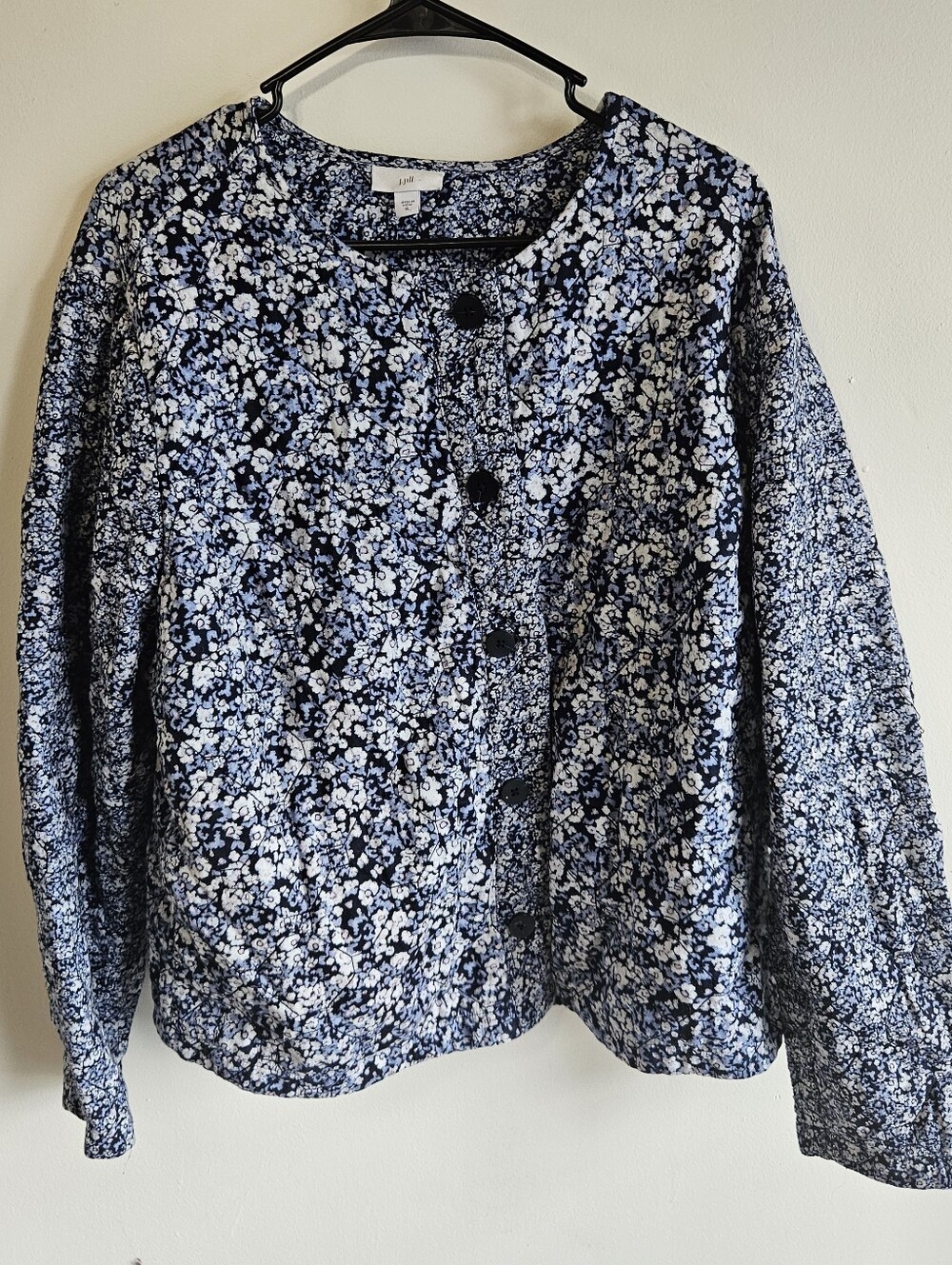 J. Jill Ditsy Floral Button Front Quilted Jacket Size XL